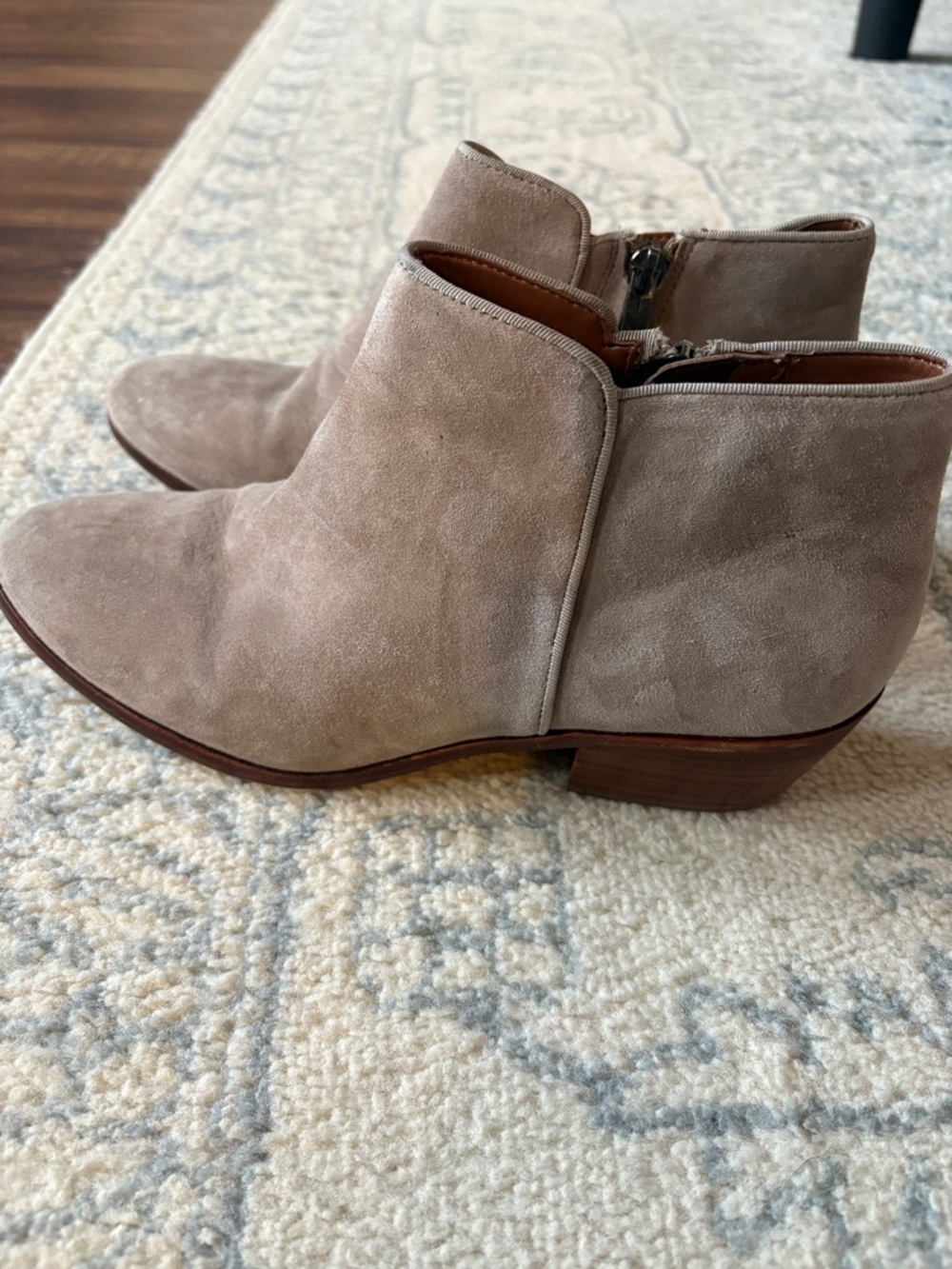 Sam Edelman Taupe Suede Ankle Booties - Classic Zip Side Size 8.5